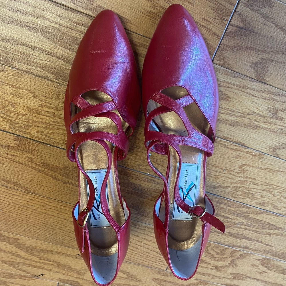 Vintage Ros Hommerson Red Leather Heels Size 9